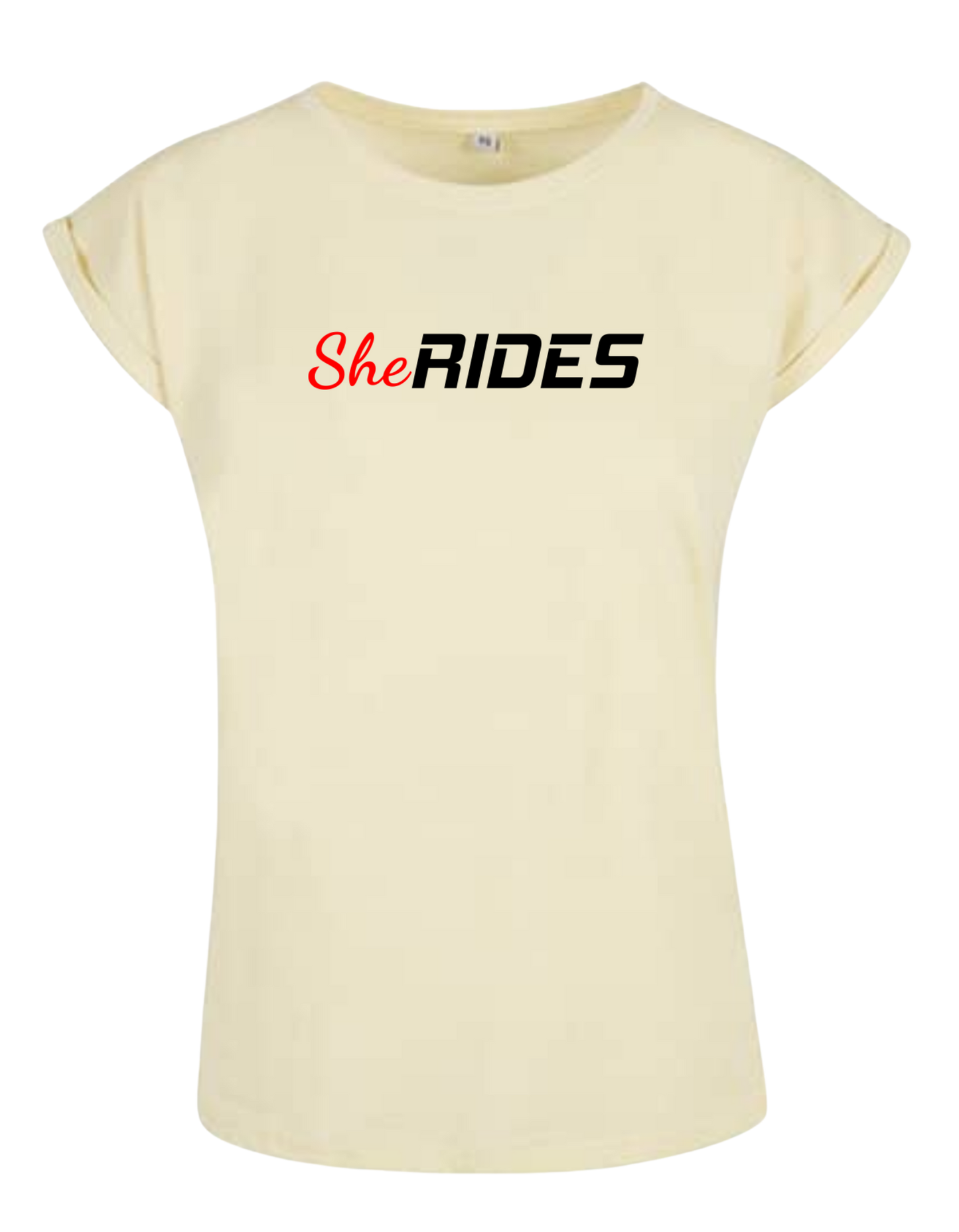 She Rides - Extended Shoulder T-Shirt "Schriftzug"