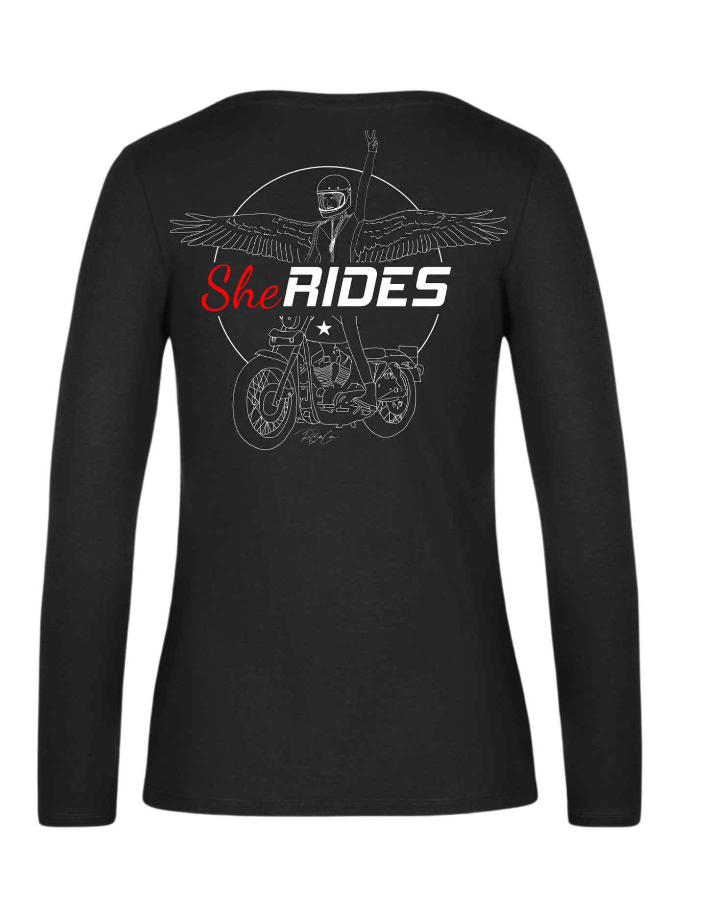 She Rides - Ladies Longsleeve "Wing Woman" - Optional mit Personalisierung