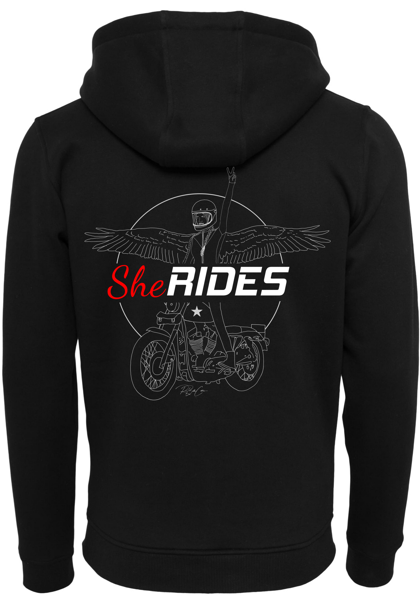 She Rides - Hoodie "Wing Woman" - 2-farbig - Optional mit Personalisierung