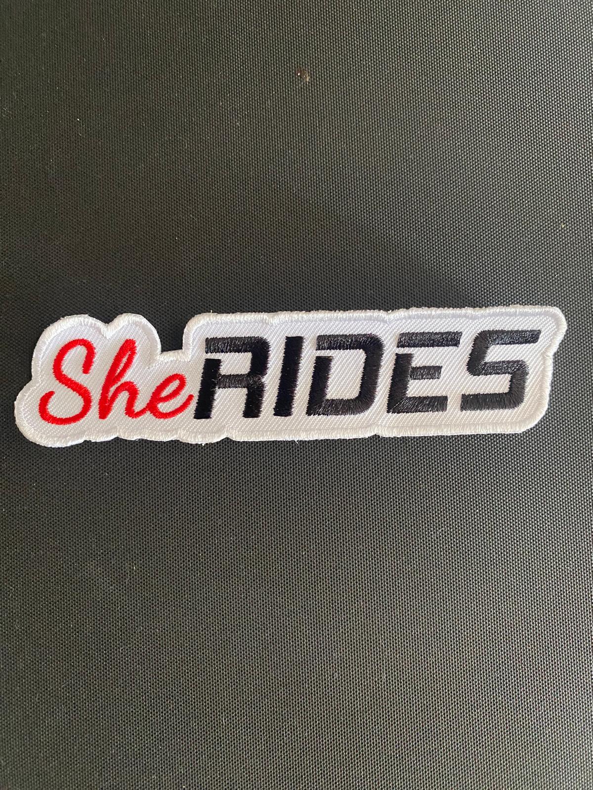 She Rides - Schriftzug-Patch klein