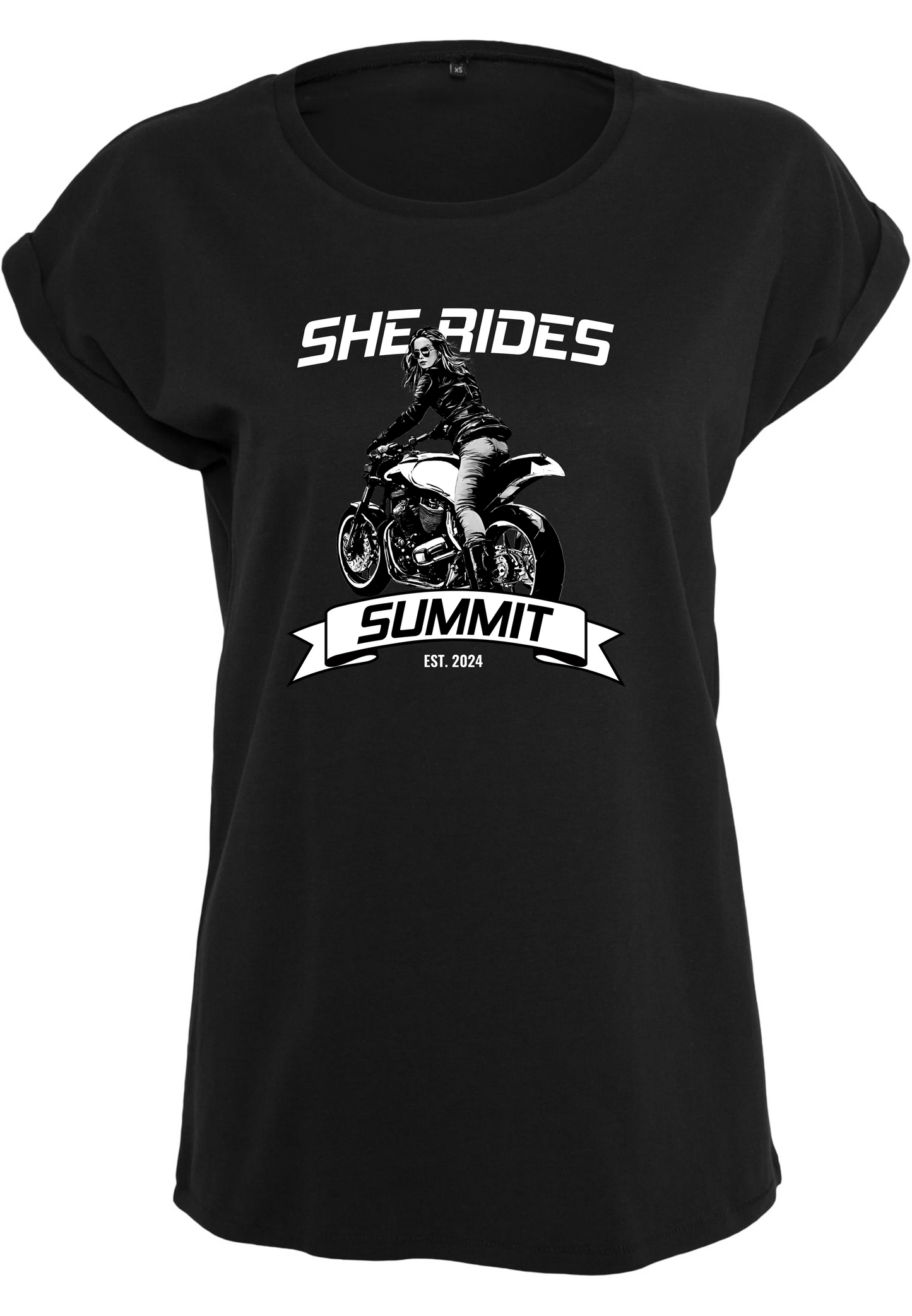 She Rides - Extended Shoulder T-Shirt "Summit 2024"