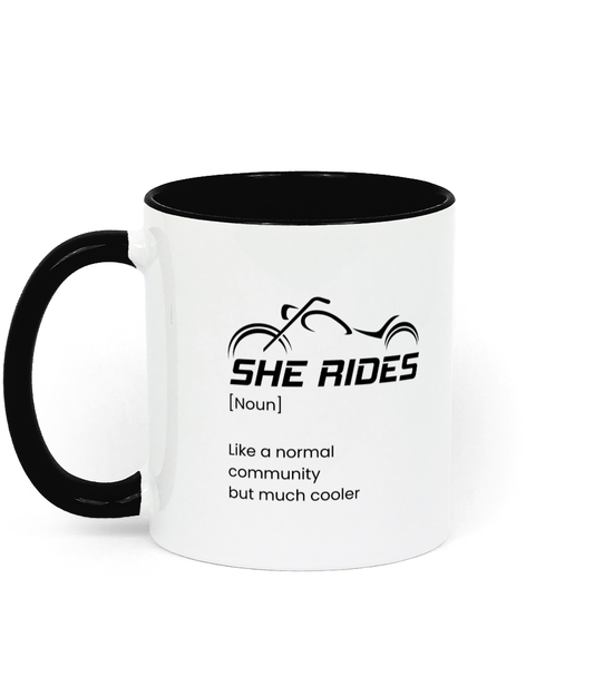 She Rides - Keramiktasse - "Cool Community"-Design