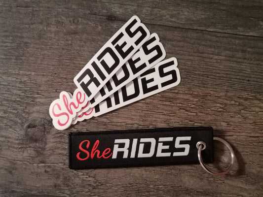 She Rides - 3er Set Aufkleber